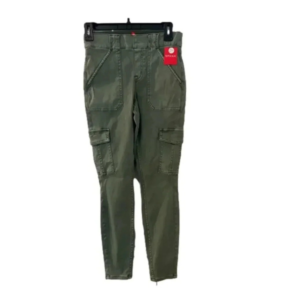 Spanx Petite Stretch Twill Ankle Cargo Pants Women’s Size S Soft Sage - Picture 1 of 10